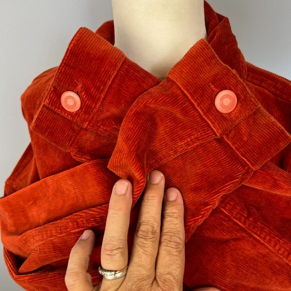 Shinestar Corduroy Cropped Jacket Burnt Orange with Fringe Hem Size S - Picture 4 of 8